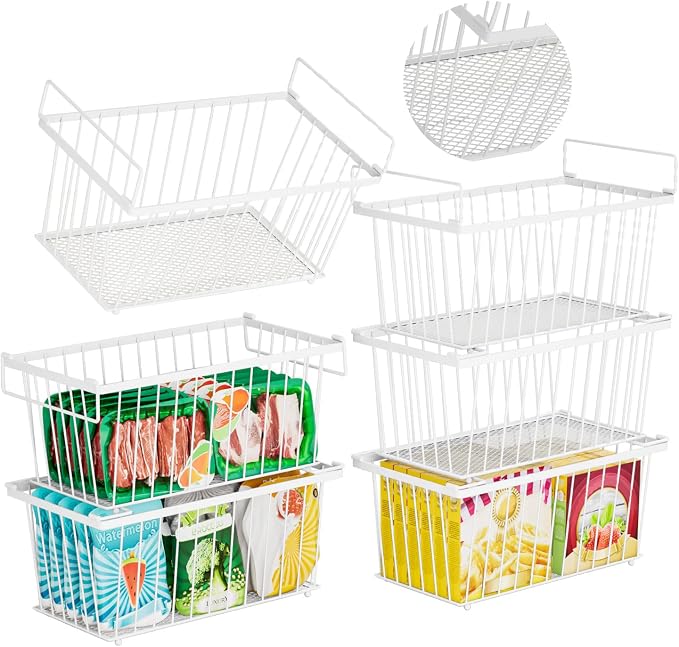 Enhanced Leak-Proof Bottom, Freezer Organizer Bins for 7 Cu.Ft,6 Pack