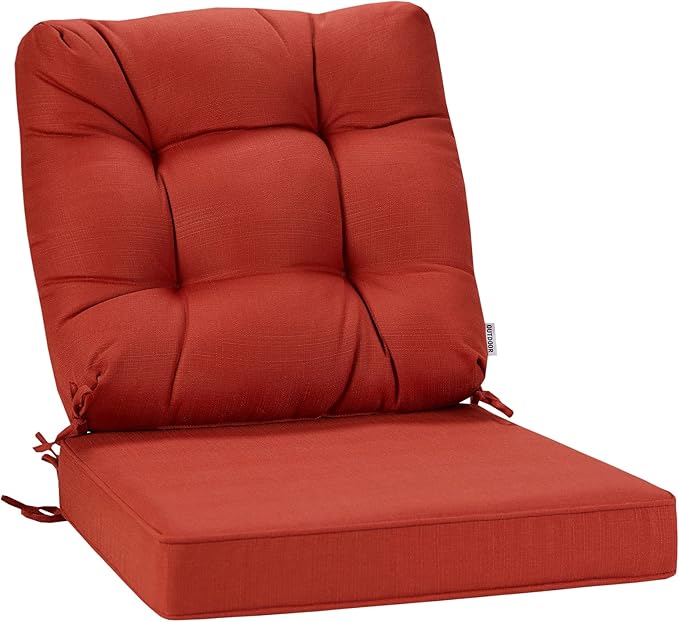 JMGBird Outdoor Chair Cushions Set - 19"x19" Deep Seat & Back Cushions, Water-Resistant Tufted Pillows for Patio Furniture