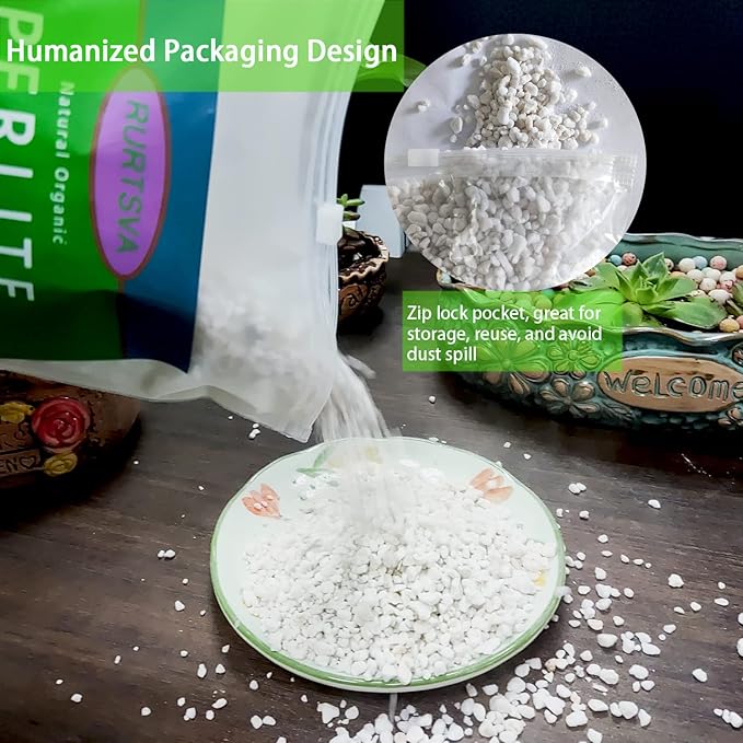 Natural Organic Perlite 2QT for Plants Potting Mix Indoor Outdoor Garden Soil Amendment for Enhanced Drainage, Seed Starter, Root Growth for Succulents, Cactus, Orchids, Money Trees, Vegetables