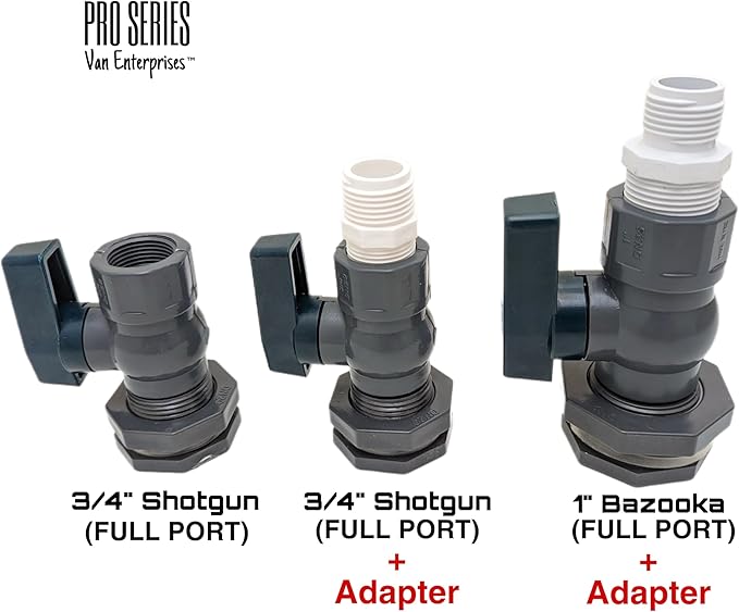 Rain Barrel Spigot Kit - 3/4" PVC Full Port Ball Valve with Bulkhead Fitting +Hose Adapter