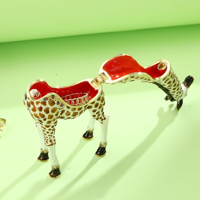 Hand Painted Trinket Box Enamel Vintage Jewelry Box Animal Hinged Metal Jewelry Organizer Decorative Treasure Box Unique Gifts for Animal Lover