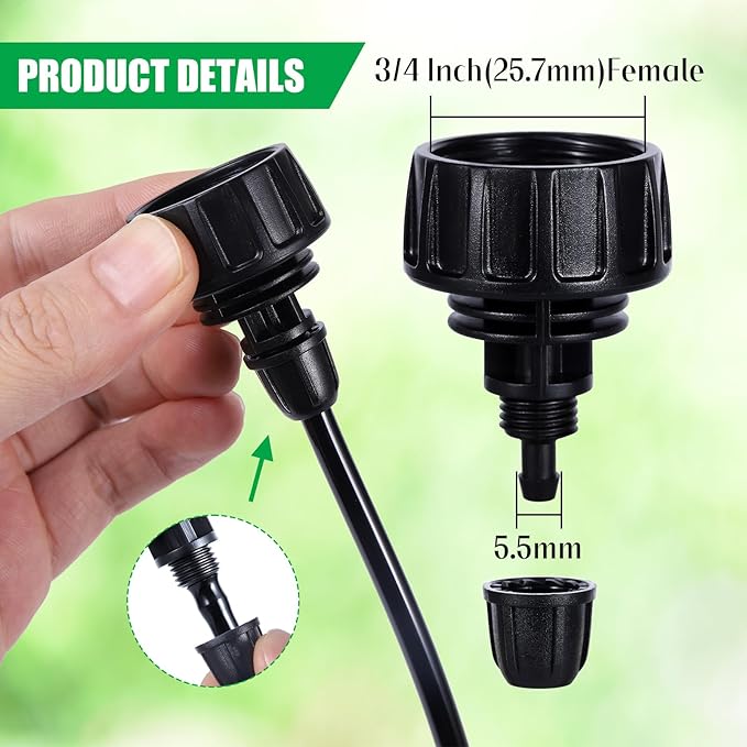 3/4'' to1/4'' Irrigation Hose Adapter, Drip Line to Faucet 3/4"Faucet Adapter to1/4" Irrigation tubing Drip Irrigation Hose Adapters, Garden Hose to 1/4 Tubing Adapter for Irrigation System