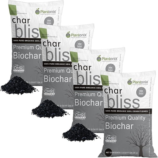 Char Bliss (4 Cubic Ft) - Organic Biochar for Plants - OMRI-Listed Biochar Soil Amendment Organic - Horticultural Charcoal for Plants, Gardening, & Potting Soil - 100% Natural and Renewable Bio Char