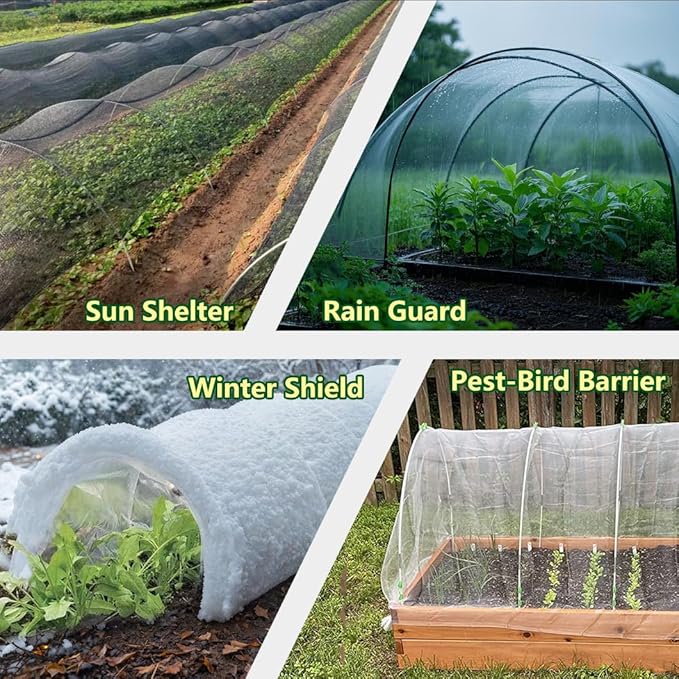 Garden Greenhouse Hoops Kit 15 Sets -2-Section Design, 8ft Grow Tunnels Poles Plant Raised Beds, 30 Pcs 4ft Solid Fiberglass Support Stakes 15 Metal Connectors -Quick Assembly No Loose Parts (Black)