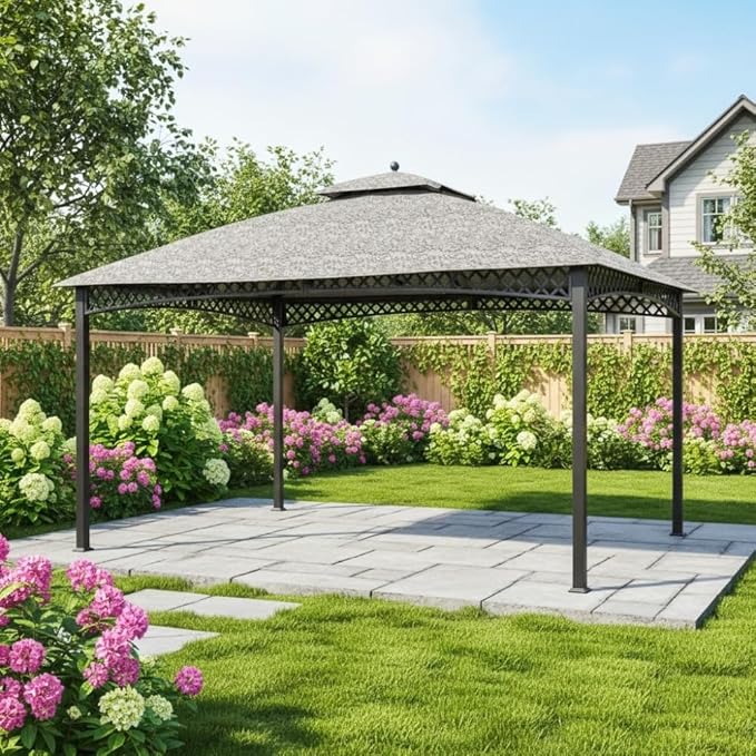 Garden Winds Durable 350 Replacement Canopy Top Compatible with Windsor Dome 10’ x 12’ Gazebo Models L-GZ717PST-C, A111001701 - Damask Beige