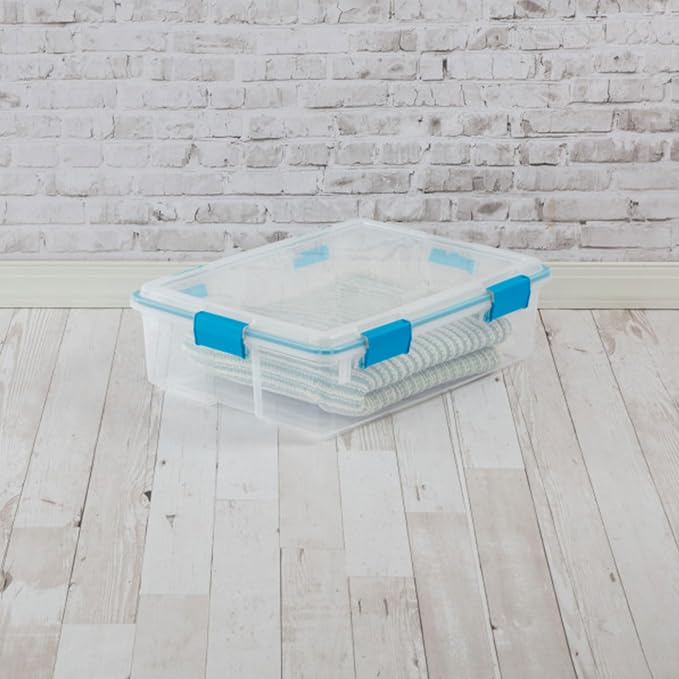 Sterilite Gasket Storage Box with Lids for Home & Office, 37 Quart, 4-Pack
