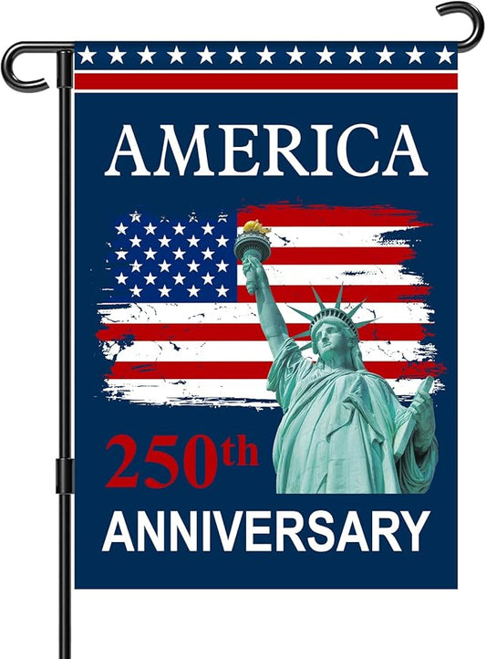 250th Anniversary USA Flag - 12x18 Inch Double Sided Garden Flag, Patriotic Statue of Liberty Flag, 4th of July Decorations Outdoor, 1776-2026 Independence Day Yard Lawn Porch Decor