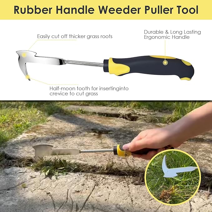 Weed Puller Tool, 3 Pack Garden Stainless Steel Weeder Tool, Garden Tools for Plant & Weeding, Crack Weeder Crevice Tool, Hand Weed Remover Tool for Deep Roots, Farm & Backyard