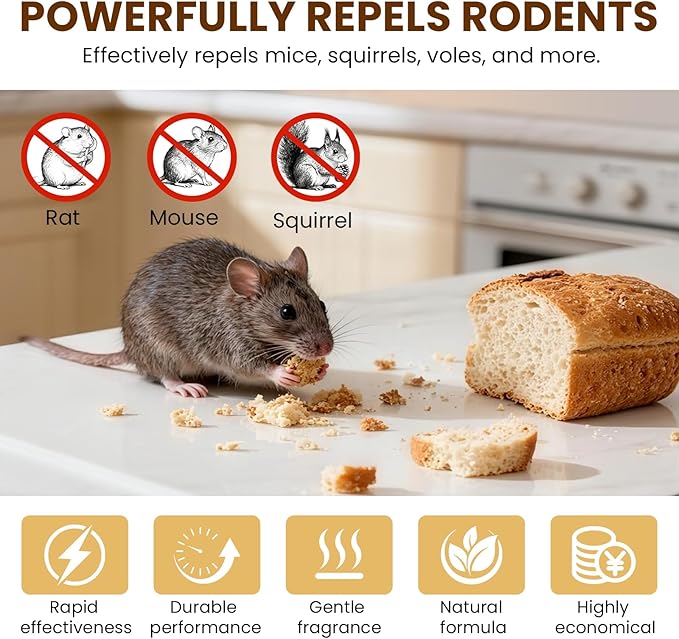 Rodent Repellent Indoor 33 Balls – Natural Peppermint Mouse Repellent, Mice Repellent Deterrent for Indoor & Outdoor Use, Rodent Repellent for Home, Garage, Car & RV