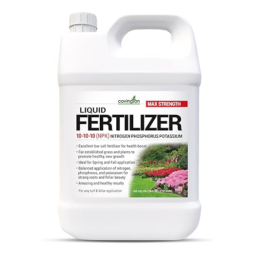 Covington 10-10-10 NPK Liquid Fertilizer (1 Gal) All Purpose Liquid 10 10 10 NPK - Lawn Food with Nitrogen Phosphorus Potassium Concentrate for Lawns, Outdoor & Indoor Plants, Vegetable Gardens