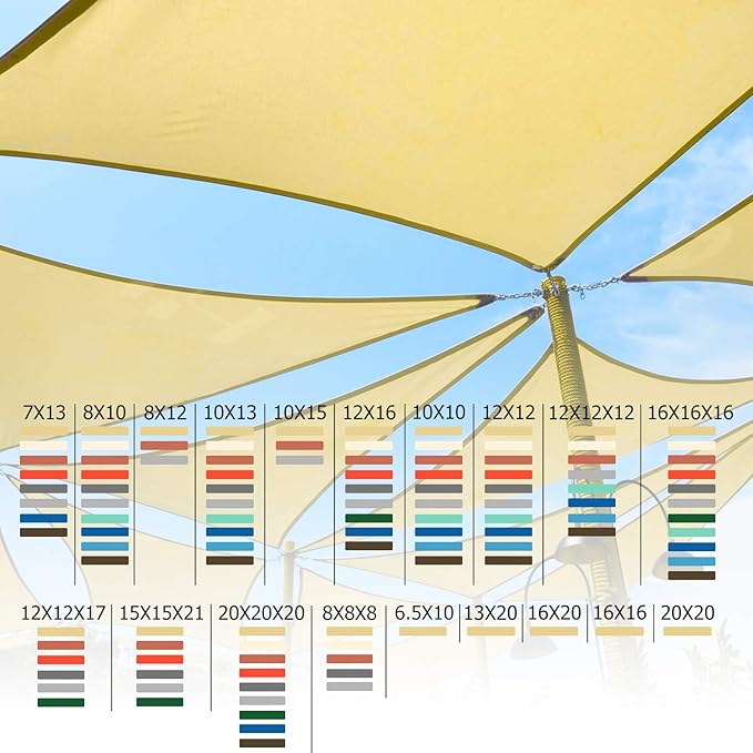 Shade&Beyond Custom 9'x21' Sun Shade Sail Canopy Rectangle UV Block Breathable Curved Sunshade for Backyard Yard Deck Outdoor Facility and Activities, Cream (We Make Custom Size)