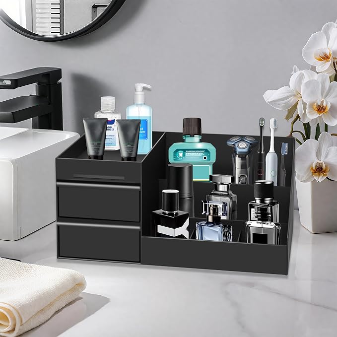 Bathroom Counter Organizer with Drawers,Cologne Organizer for Men | Bathroom Organizer, Bathroom Sink Organizer, Mens Cologne Organizer, Cologne Stand Organizer, Bedroom Essential Gifts for Men