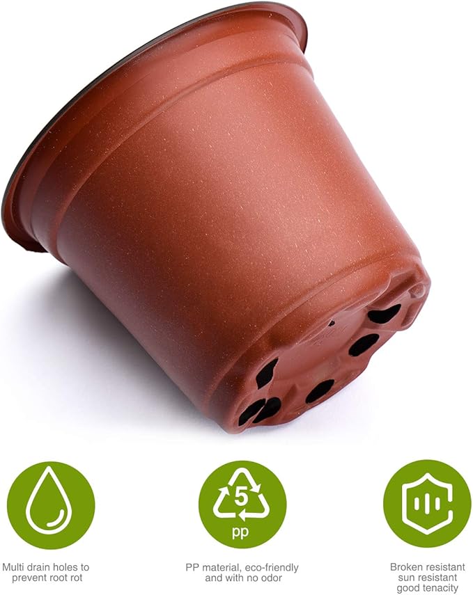Delxo 100 Pcs 4 Inch Plants Nursery Pots Reusable Plant Seeding Nursery Pot Waterproof Plastic Pots Seed Starting Pots
