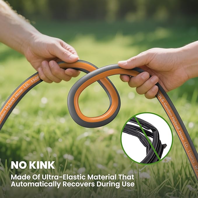 Giraffe Tools 5FT Garden Hose, 5/8" Lightweight Lay Flat Water Hose, No-Kink, Flexible Gardening Hose with Male to Female Aluminum Fitting, Customizable-Length Hose Pipe for Yard