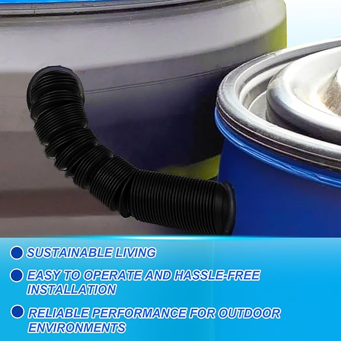2pcs Rain Barrel Hose Connector, 1.25" D Stretchable Downspout Diverter Adapter Link 2 Rain Water Barrels for Outdoor Garden Home Use Storage More Rainwater