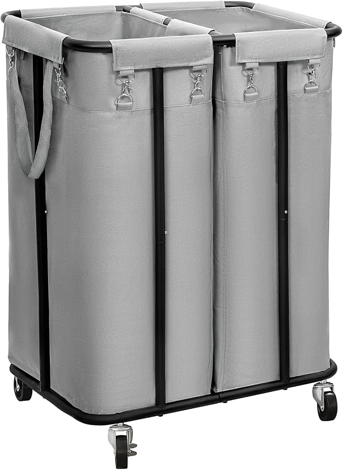 WOWLIVE Double Laundry Hamper with Wheels, 170L Rolling Laundry Basket