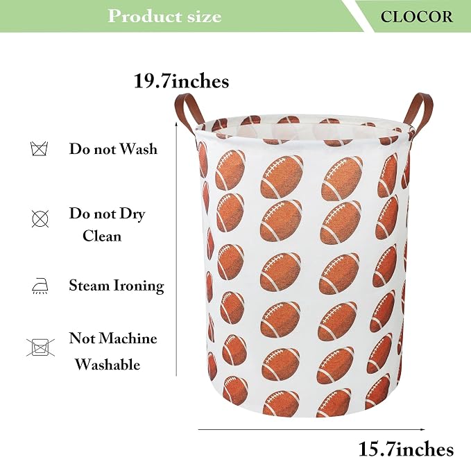 CLOCOR Laundry Basket,Waterproof Laundry Hamper,Room Decor,Gift Basket(Rugby)