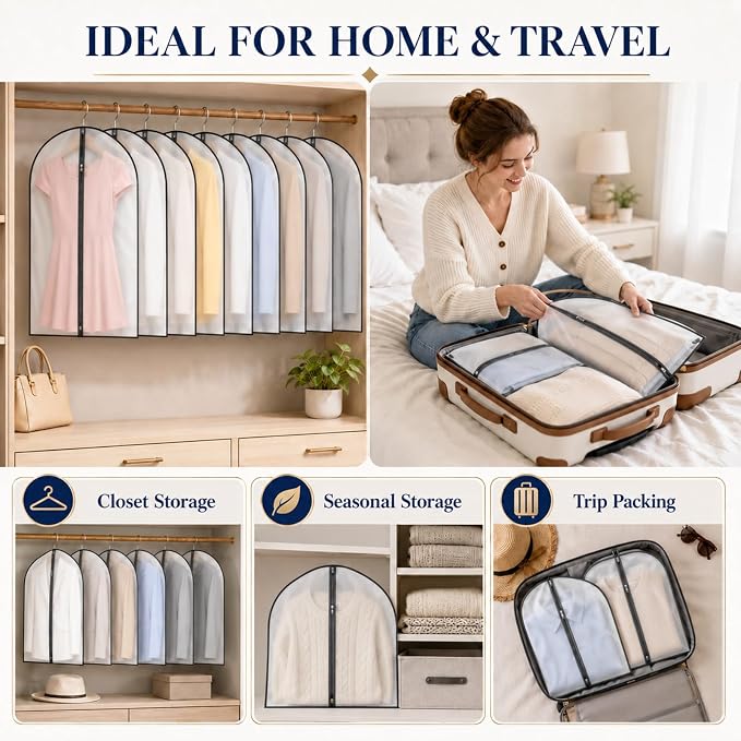 Amylove 40 Pcs 40" Suit Garment Bags for Closet Storage and Travel