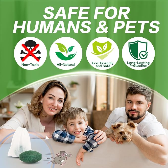 Mouse Repellent Tablets - 28 Pack Powerful Peppermint Oil Rodent Repellent | Suitable for Indoor & Outdoor Use, Cars, Home, Kitchen, Basement, Garage, Suitable for Family and Pets