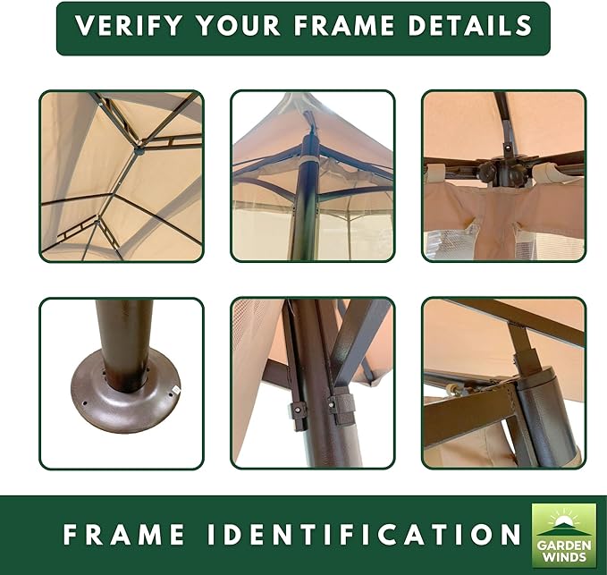 Garden Winds Reinforced RipLock 350 Replacement Canopy Top Cover Compatible with Barton 10' x 13' Gazebo Model 96139H - Beige