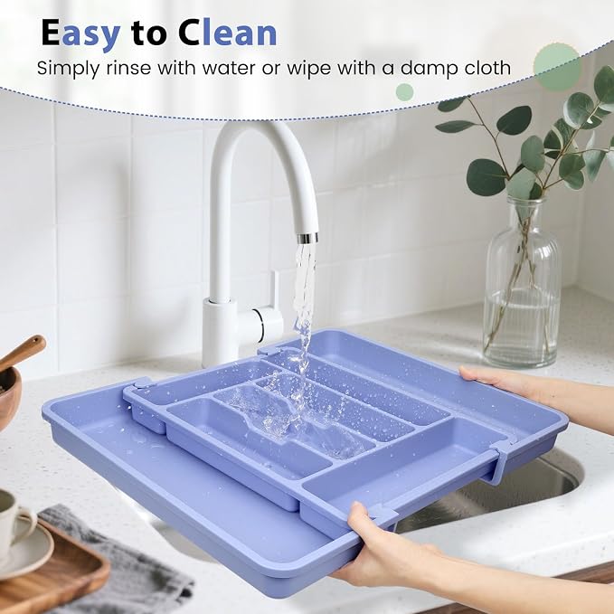 Caperci Large Silverware Organizer Tray for Kitchen Drawer Utensils Thicker