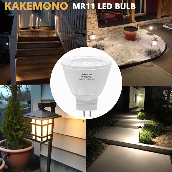 KAKEMONO 5W MR11 GU4.0 Led Bulbs, 35W Halogen Equivalent, 2700K Soft Warm White, 12V GU4 Low Voltage Spotlight for Outdoor Landscape Track Lighting, Not Dimmable-6 Pack