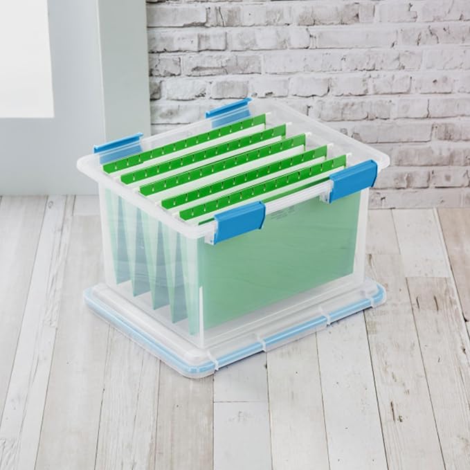 Sterilite Gasket Storage Box with Lids for Home & Office, 32 Quart, 8-Pack