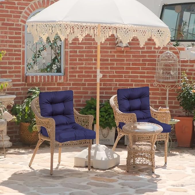 Outdoor Wicker Chair Cushions Set of 2 Solid Fluffy Patio Chair Cushion High Back Waterproof Patio Rocking Chair Replacement Pads for Outdoor Furniture Dark Grey 41.7"*20.8"*3.9"