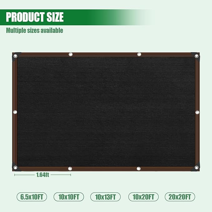 Shade Cloth for Garden 10x20ft, 40% Sunblock Mesh Tarp & Outdoor Sun Shade with Grommets, Sun Shade Outdoor Cover, Plant Covers Freeze Protection for Greenhouse, Kennel, Lawn, Patio