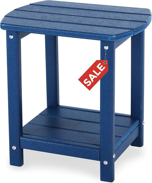 Adirondack Square Outdoor Side Table,2-Tier Storage Patio Side Table, HDPE End Tables for Backyard Pool Porch Garden Lawn