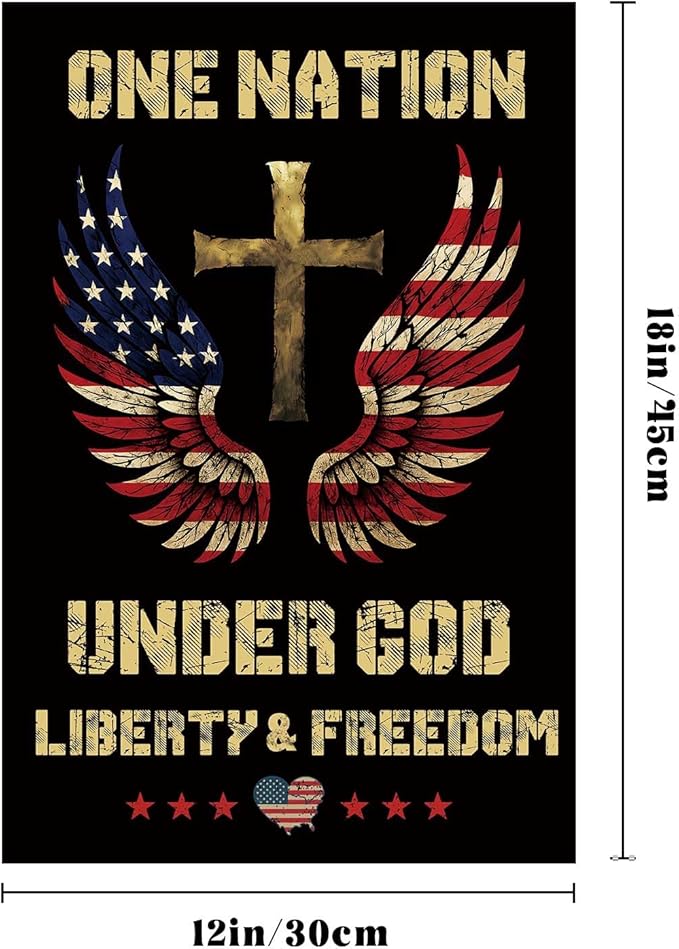 12X18INCH 250th Anniversary USA 1776-2026,Eagle Cross Design One Nation Under God Garden Flag Patriotic Signs Hanging Decor Outdoor Yard Decor (Z)