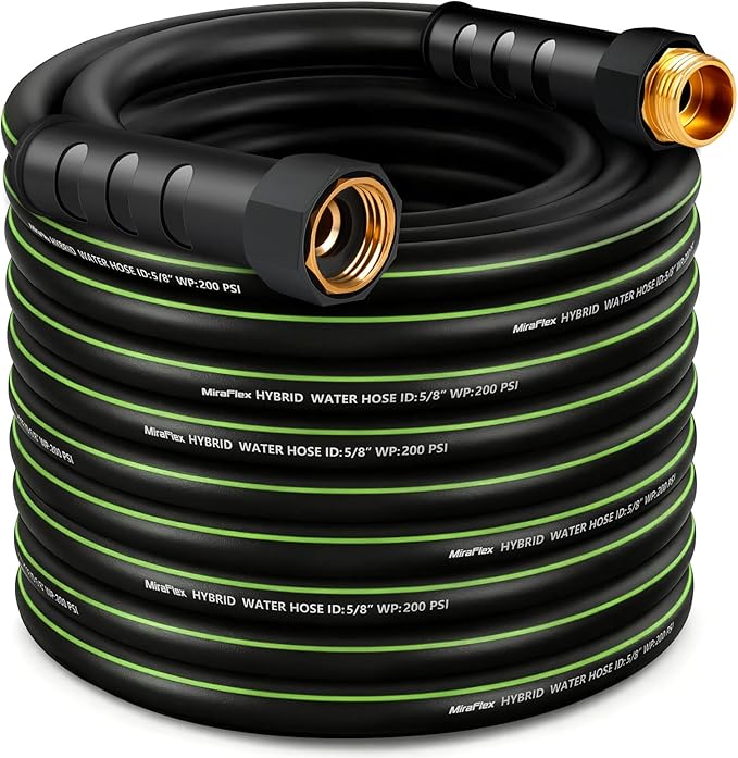 Non-Expandable Garden Hose 75ft, Lightweight Flexible Hose, Kink Resistant, Solid Fittings, 5/8 Inch, 600 PSI, Ideal for Large Yard, Lawn Irrigation
