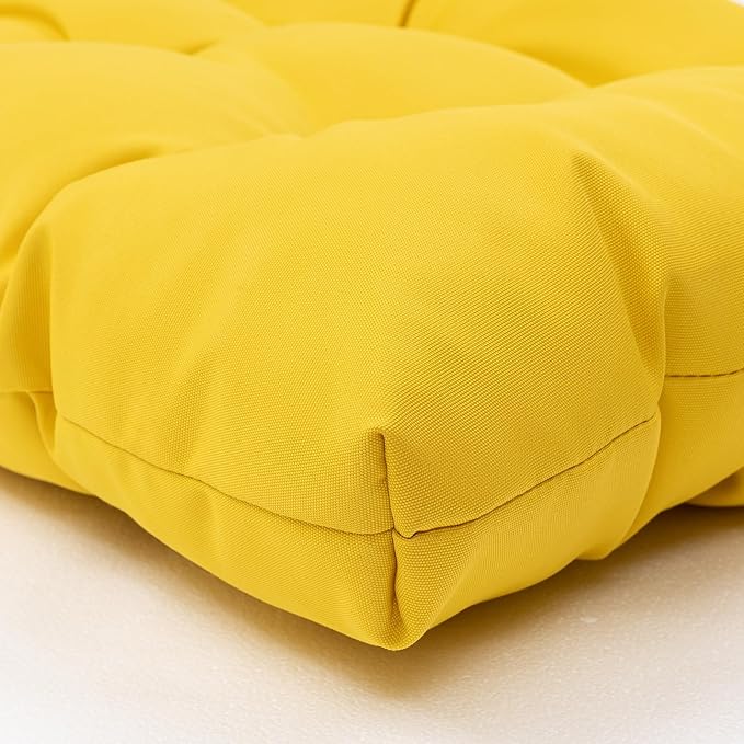 QILLOWAY Outdoor Chair Cushion for Patio Furniture, Waterproof Patio Cushions with Ties, Fade Resistant Replacement Pads for Outdoor Rocking Chairs,Yellow