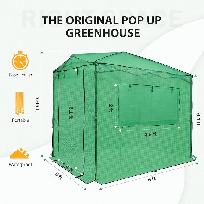 EAGLE PEAK 8x6 Pop Up Greenhouse with 15 Pods Hydroponics