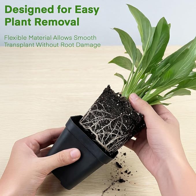 GREANER 2.7 Inch Planter Nursery Pots, 60 Packs Small Plastic Pots for Plants, Black Potting Pots with Drainage Holes for Indoor Outdoor(20 Packs Labels)