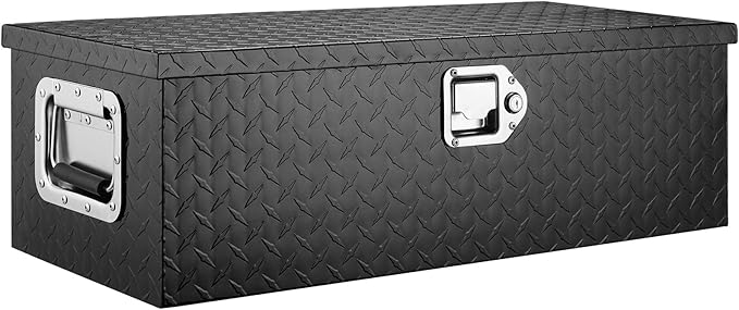 VEVOR Aluminum Truck Bed Tool Box, 30 Inch Heavy Duty Diamond Plate Tool Box with Side Handles, Lock and Keys, Trailer Storage Organizer Chest Box for Pickup, RV, Truck Bed, 30 x 13 x 9.6 in, Black
