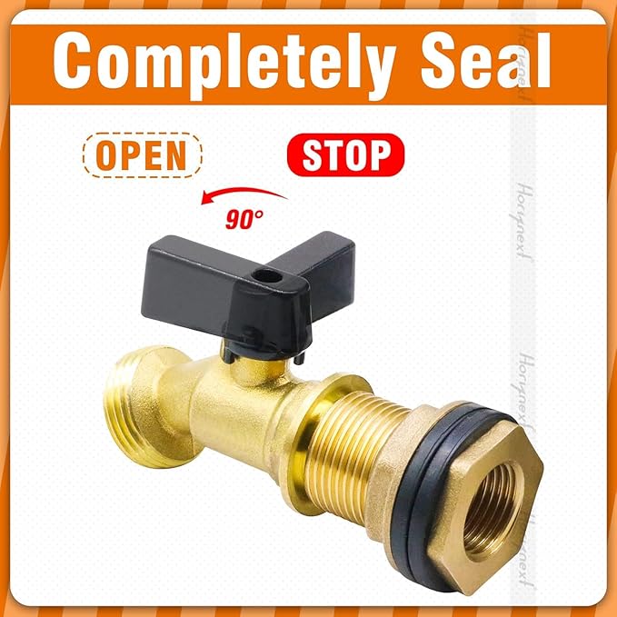 3/4 inch bulkhead spigot for rain barrel, brass water barrel spigot kit for outdoor water bucket and garden hose fitting, 55 gallon drum accessories (1 pc)