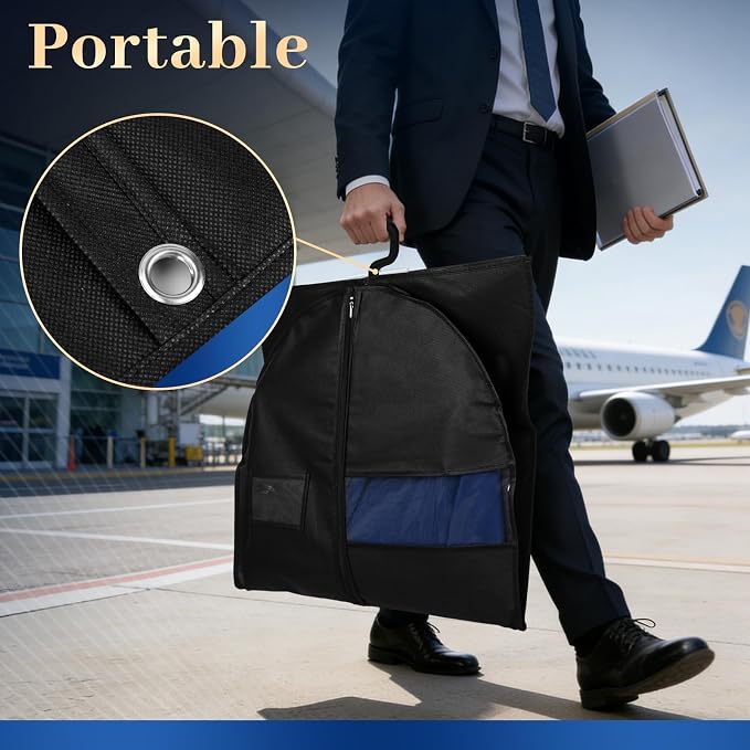 Premium Suit Bags 8 Pack, 43” x 24” Garment Bags for Hanging Clothes