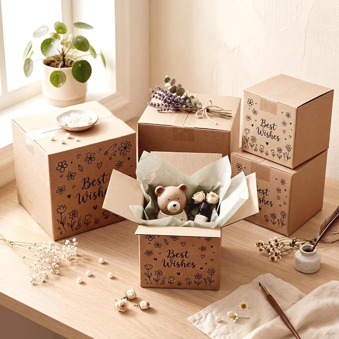 Hoikwo 30 Packs Brown Shipping Boxes Mixed Sizes
