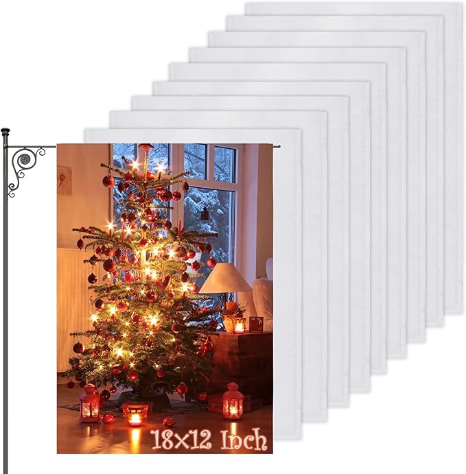 10Pcs Blank Garden Flags, Anglecai 18×12 Inch Polyester Blank Garden Flag for Sublimation White Flags for Heat Transfer Vinyl DIY Lawn Flags for Embroidery Yard Home Holiday Decoration