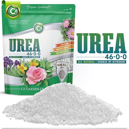 Urea Fertilizer 46-0-0 Made in USA - 5LB Plant Food for Indoor/Outdoor Flowers & Gardens - Promotes Lush Growth - Lettuce, Green Lawns, Fruit, Vegetables, Citrus Trees, Tie Dye Granules Prills