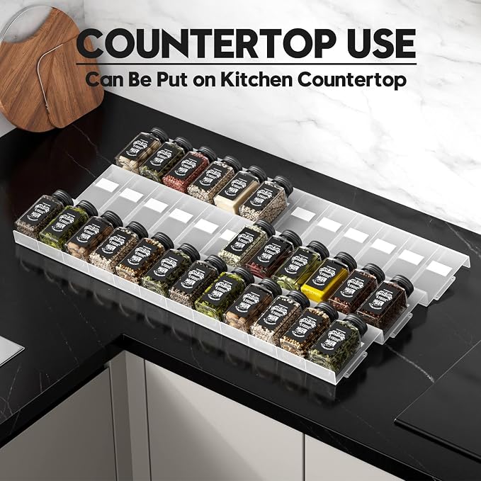 Famhap Spice Drawer Organizer, 36PCS Interlocking Expandable Seasoning Rack Tray Insert for Kitchen Drawers, Spice Rack Drawer for Spice Jars | Non-slip, Interlocking Spice Rack Tray, Sturdy Plastic, Versatile for Kitchen Spice Jars Cosmetics