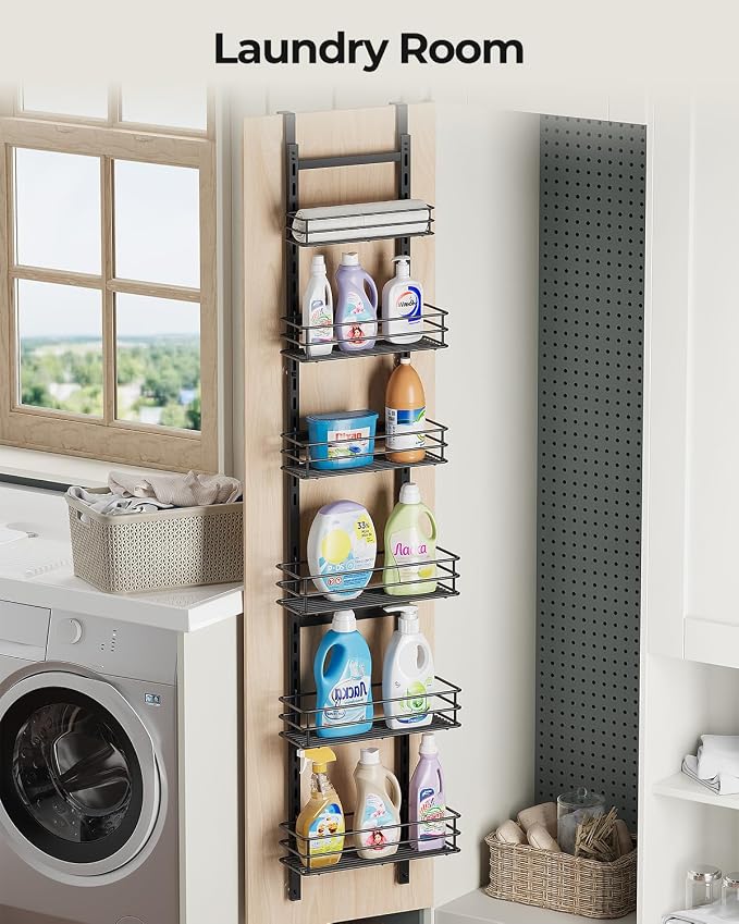 6-Tier Narrow Pantry Door Organizer,Over the Door Pantry Organizer,Black