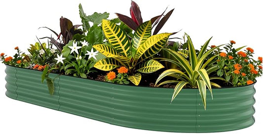 GarveeLife 10x4x1.5 ft Galvanized Raised Garden Bed - 18“ Tall Metal Planter Box for Vegetables, Flowers, Herbs, Rust-Resistant Outdoor Garden Box, Easy Assembly Raised Beds for Gardening, Green