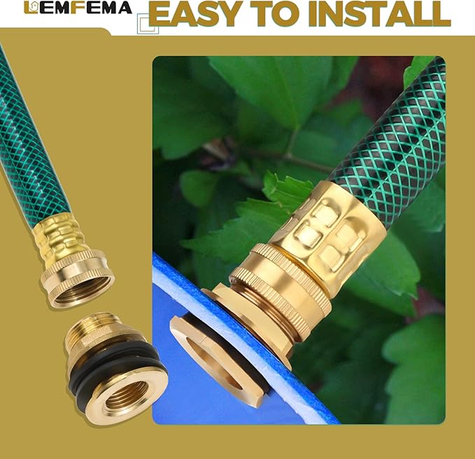 2PCS Rain Barrel Linking Kit - 2 x 14 inch Hose and 4 x Brass Bulkhead Tank Fittings