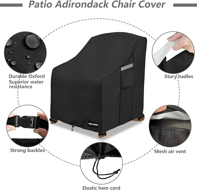 Outdoor Chair Covers 30" W x 34" D x 36" H,600D Heavy Duty Waterproof Patio Chair Cover,Outdoor Furniture Covers for Lawn/Garden Chiar,Black