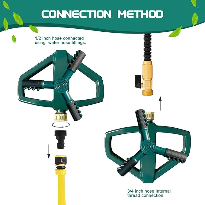 Sprinkler for Yard, Rotating Garden Sprinkler for Large Area Coverage, Lawn and Yard Adjustable Sprinklers