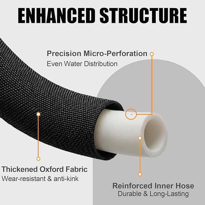 TigeJoy 25FT Flat Soaker Hose, Heavy Duty Double Layer Garden Watering Hose, Flexible Leakproof Drip Irrigation Hose for Raised Beds, Lawns & Vegetables, Save 80% Water