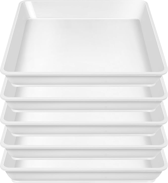 LWALRS 5 Pack Square Plant Saucer 14 Inch, Durable Plastic Plant Trays Plant Pot Saucers, Square Planters for Indoors and Outdoors Plants，Large Plant Saucers for Pots.