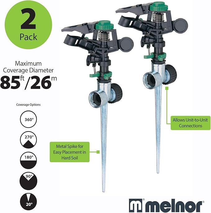 Melnor 65176AMZ Pulsating Sprinkler Dual Pack with Metal Spike